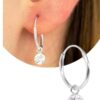 Brincos Argola com Zircônia Redonda Pendurada Prata 925 - Image 2