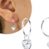 Brincos Argola com Zircônia Coracão Pendurada Prata 925 - Image 2