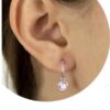 Brincos Argolinhas Pingente Coração Zircônia Rosa 12 mm - Image 2