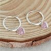 Brincos Argolinhas Pingente Coração Zircônia Rosa 12 mm - Image 3