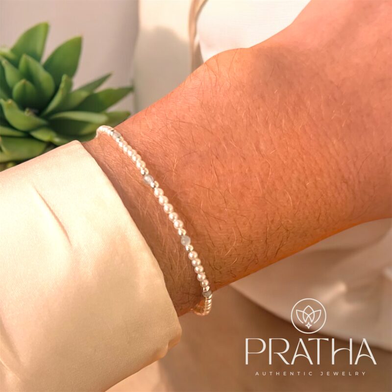 Pulseira micro pérolas +aquamarine