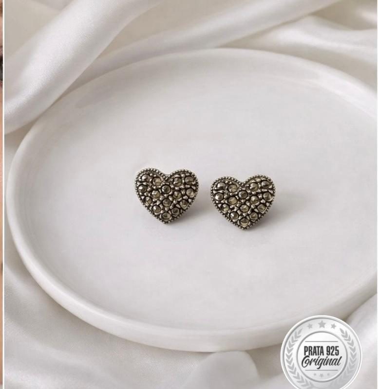 Brincos marcassita coração 11 MM